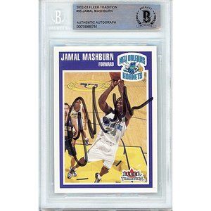 Jamal Mashburn Signed 2002-03 Fleer Basketball Card Hornets Beckett Autograph